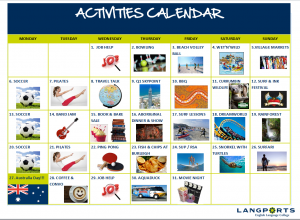 Activities calendar sample | Langports